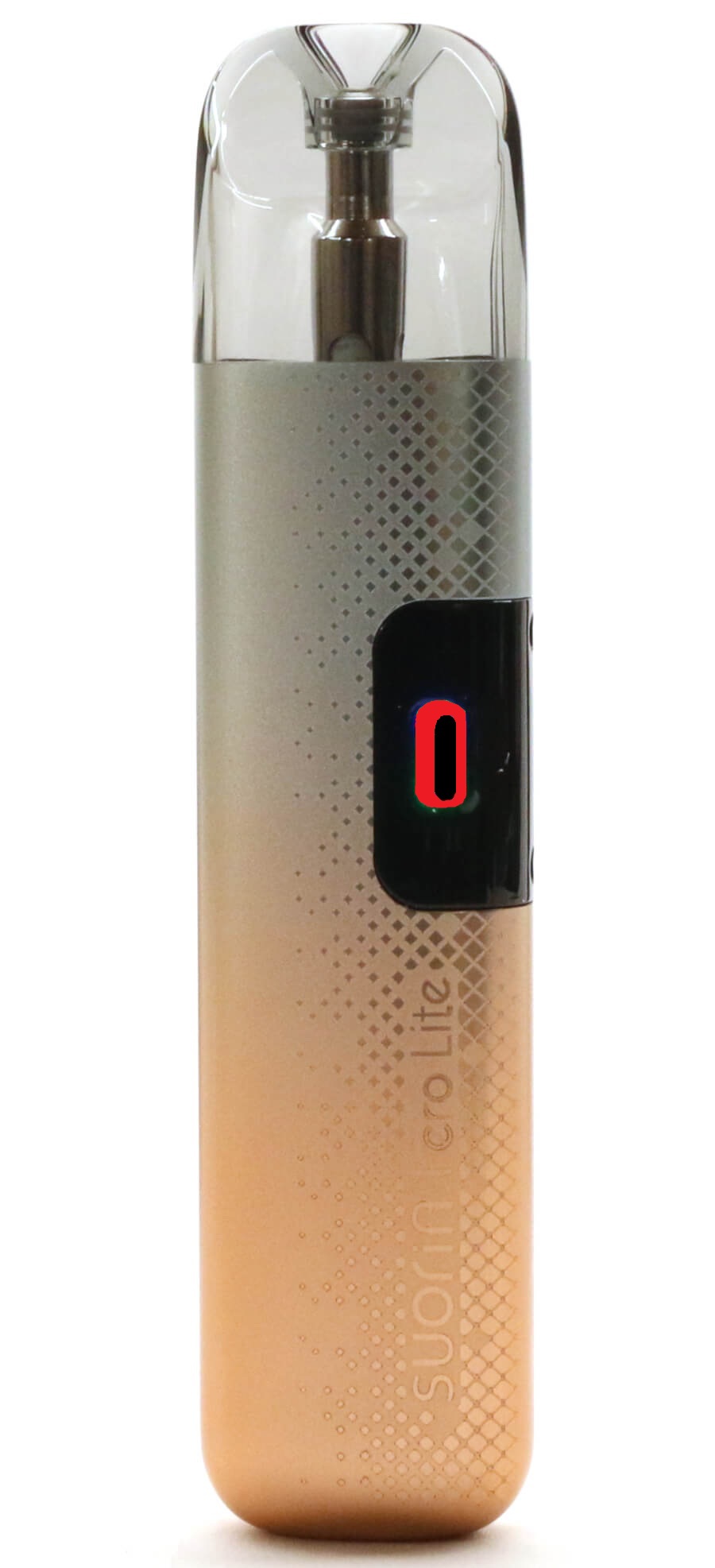 RGB light in red which shows the battery status of the remaing charge